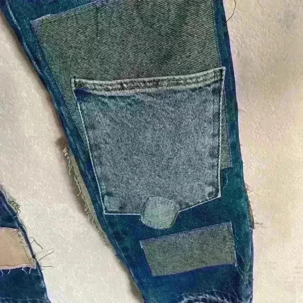 Free People We The Free Bare With Me Patchwork Boho Hippie Novelty Jeans 24 - Picture 12 of 16